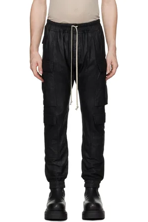 Rick Owens Black Porterville Mastodon Megacargo Leather Pants