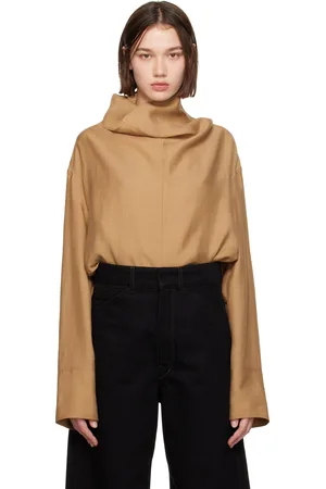 Totême Tan Funnel-Neck Blouse