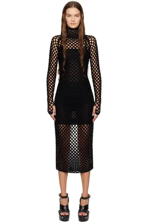 Alaïa Black Cage Knit Maxi Dress