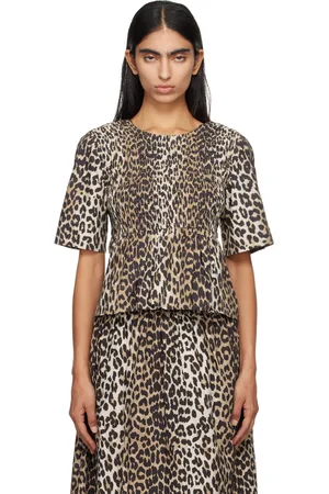 Ganni Black & Brown Open Back Smock Blouse