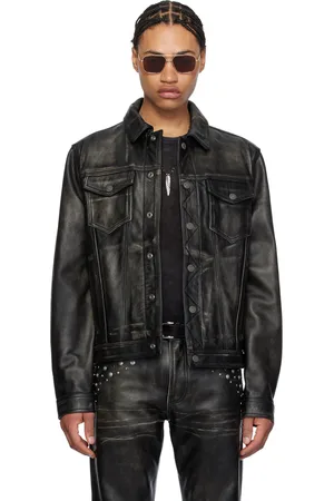 Guess Black Distressed Leather Jacket
