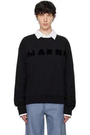 Marni Black Faux-Fur Logo Sweatshirt