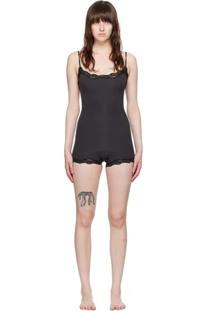 SKIMS Black Fits Everybody Lace Onesie Jumpsuit