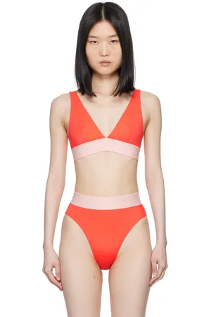 VERSACE Orange Greca Border Bikini Top