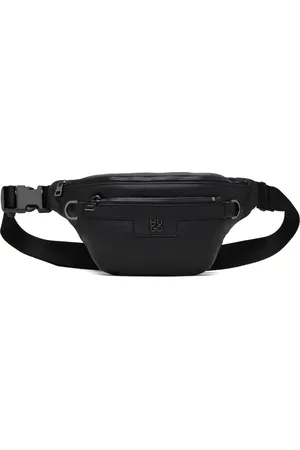 HUGO BOSS Black Stacked Logo Faux-Leather Belt Bag