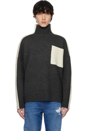 J.W.Anderson Gray & Off-White Dual Tone Patch Pocket Turtleneck