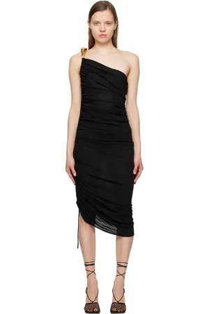 Bottega Veneta Black Ruched Midi Dress