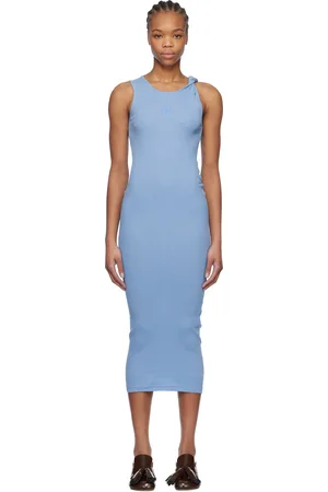 J.W.Anderson Blue Anchor Logo Twisted Strap Midi Dress