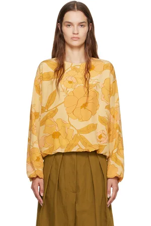 DRIES VAN NOTEN Yellow Silk Cocoon Blouse