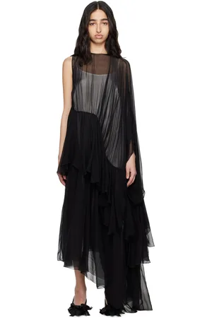 ALAINPAUL & White Extended Ruffle Maxi Dress