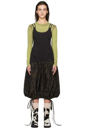 Andersson Bell & Khaki Camouflage Parachute Balloon Midi Dress