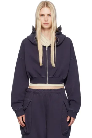 Entire Studios Navy Cropped Full Zip Hoodie