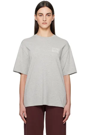 ANINE BING Gray Myers Serif NY T-shirt