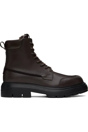 Salvatore Ferragamo Brown Maxi-Tongue Combat Boots