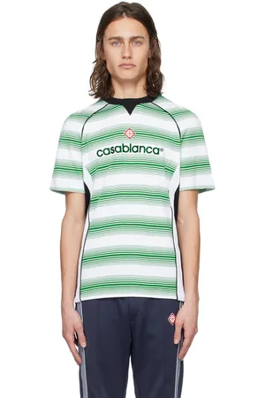 Casablanca White & Green Stripe T-Shirt