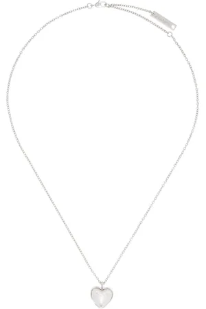 AMBUSH Silver Pearl Heart Charm Necklace