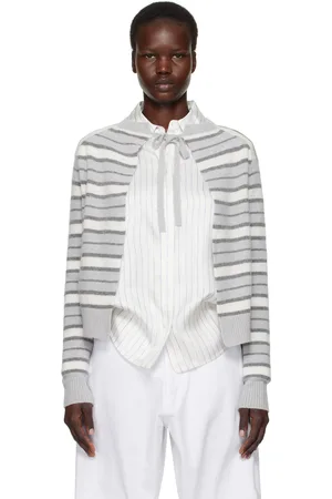 Marni Gray & White Striped Open Back Sweater