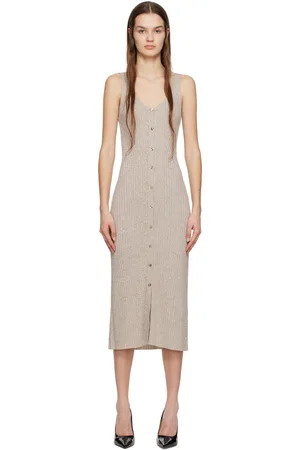HUGO BOSS Beige Sleeveless Midi Dress