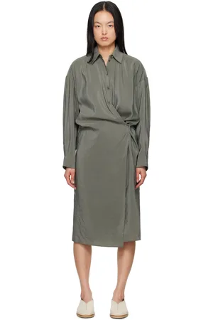 LEMAIRE Gray Twisted Midi Dress