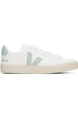 Veja White & Green Campo Leather Sneakers