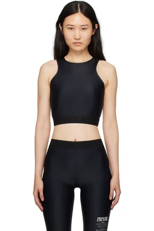 VERSACE Black Cropped Tank Top