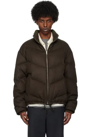 Auralee Brown Baby Camel Flannel Down Jacket