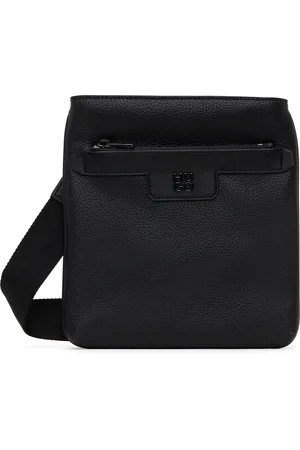 HUGO BOSS Black Faux-Leather Messenger Bag