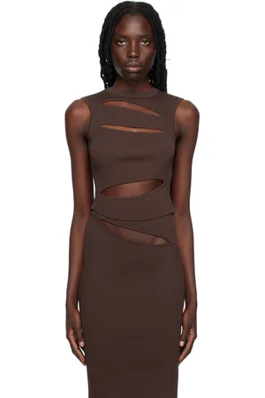 CHRISTOPHER ESBER Brown Slashed Tank Top