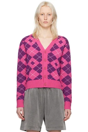 Acne Studios Pink & Purple Argyle Cardigan