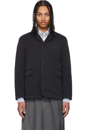 Thom Browne Black Cotton Twill Cutaway Blazer