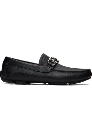 Salvatore Ferragamo Black Gancini Ornament Driver Loafers
