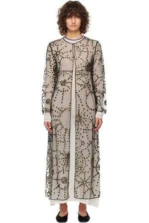 BODE Black Sheer Fête Duster Midi Dress