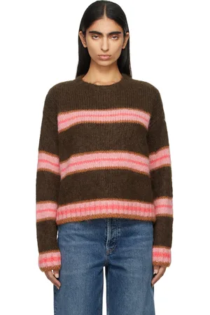 Moncler Brown & Pink Striped Alpaca Blend Sweater