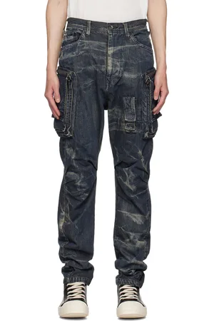 JULIUS Blue Bleached Denim Cargo Pants