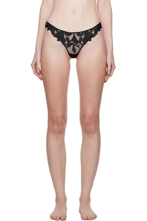 FLEUR DU MAL Black Lily Thong