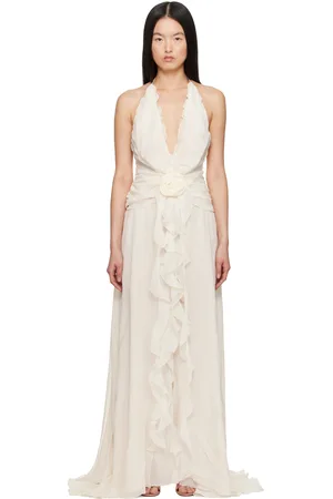 BLUMARINE Off-White Georgette Maxi Dress