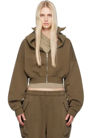 Entire Studios Brown Cropped Full Zip Hoodie