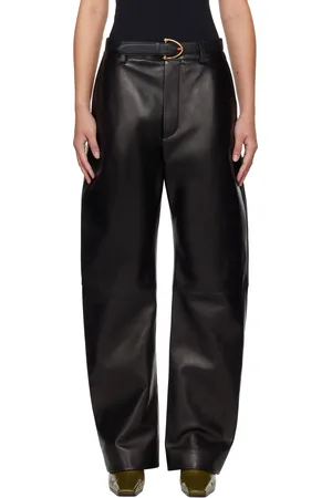 Bottega Veneta Black Rounded Leg Leather Pants