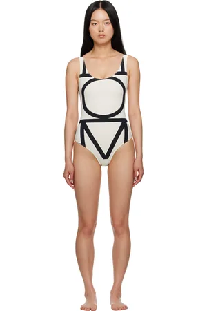 Totême Off-White & Black Monogram One-Piece Swimsuit
