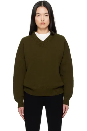 &Daughter Khaki Balla Slouch V-Neck Sweater
