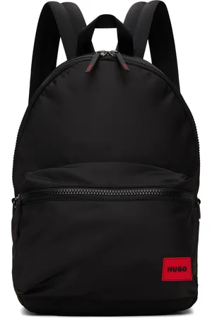 HUGO BOSS Black Matte Fabric Logo Label Backpack