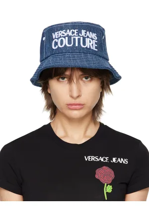 VERSACE Navy Logo Bucket Hat