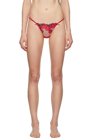 FLEUR DU MAL Red Pomodoro Embroidery Thong