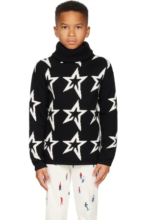 Perfect Moment Kids Black Star Dust Merino Wool Turtleneck