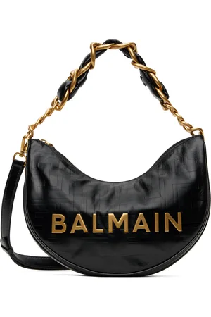 Balmain Black 1945 Soft Moon Bag
