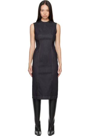 Acne Studios Indigo Crewneck Denim Midi Dress
