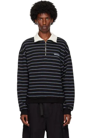 Kijun Black Embroidered Logo Half-Zip Sweater