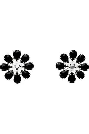 Charles Jeffrey Loverboy Black & Silver Crazy Daisy Stud Earrings