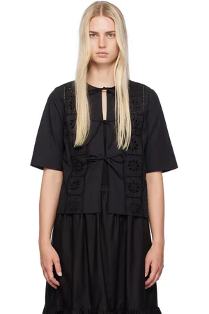 Ganni Black Self-Tie Blouse