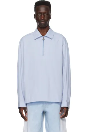 Solid Blue Zip Polo